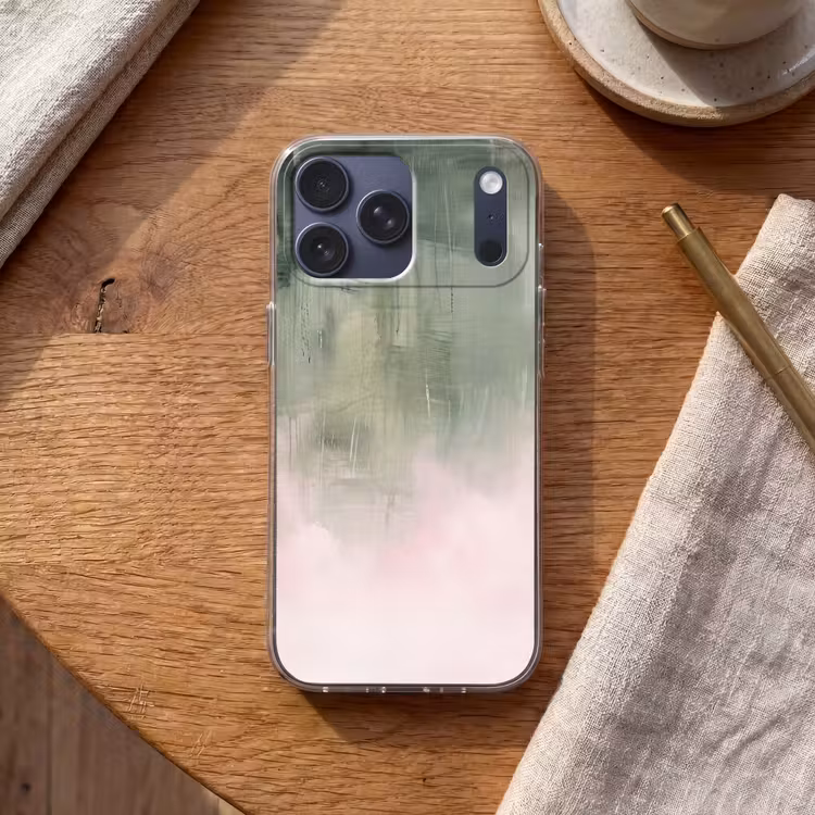Telefoonhoesje Softcase - Kunst - Abstract - Modern - Groen - Roze — 2