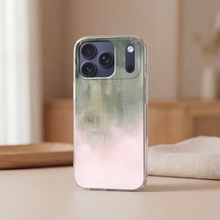 Telefoonhoesje Softcase - Kunst - Abstract - Modern - Groen - Roze — 3