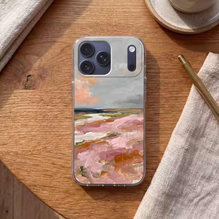 Telefoonhoesje Softcase - Landschap - Rivier - Abstract - Roze - Groen — 2