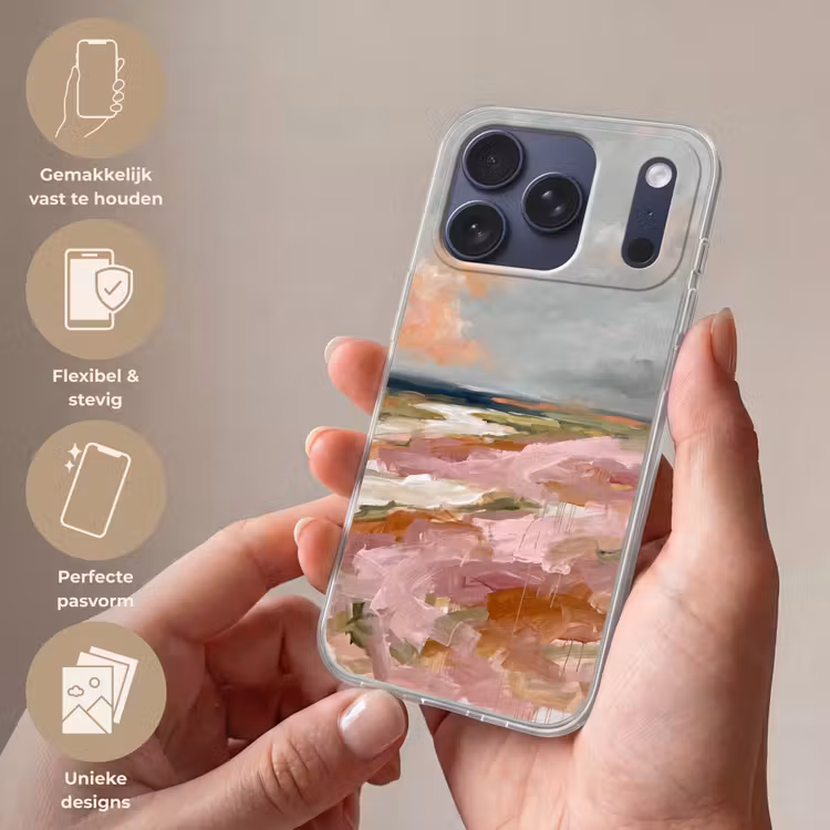 Telefoonhoesje Softcase - Landschap - Rivier - Abstract - Roze - Groen — 4