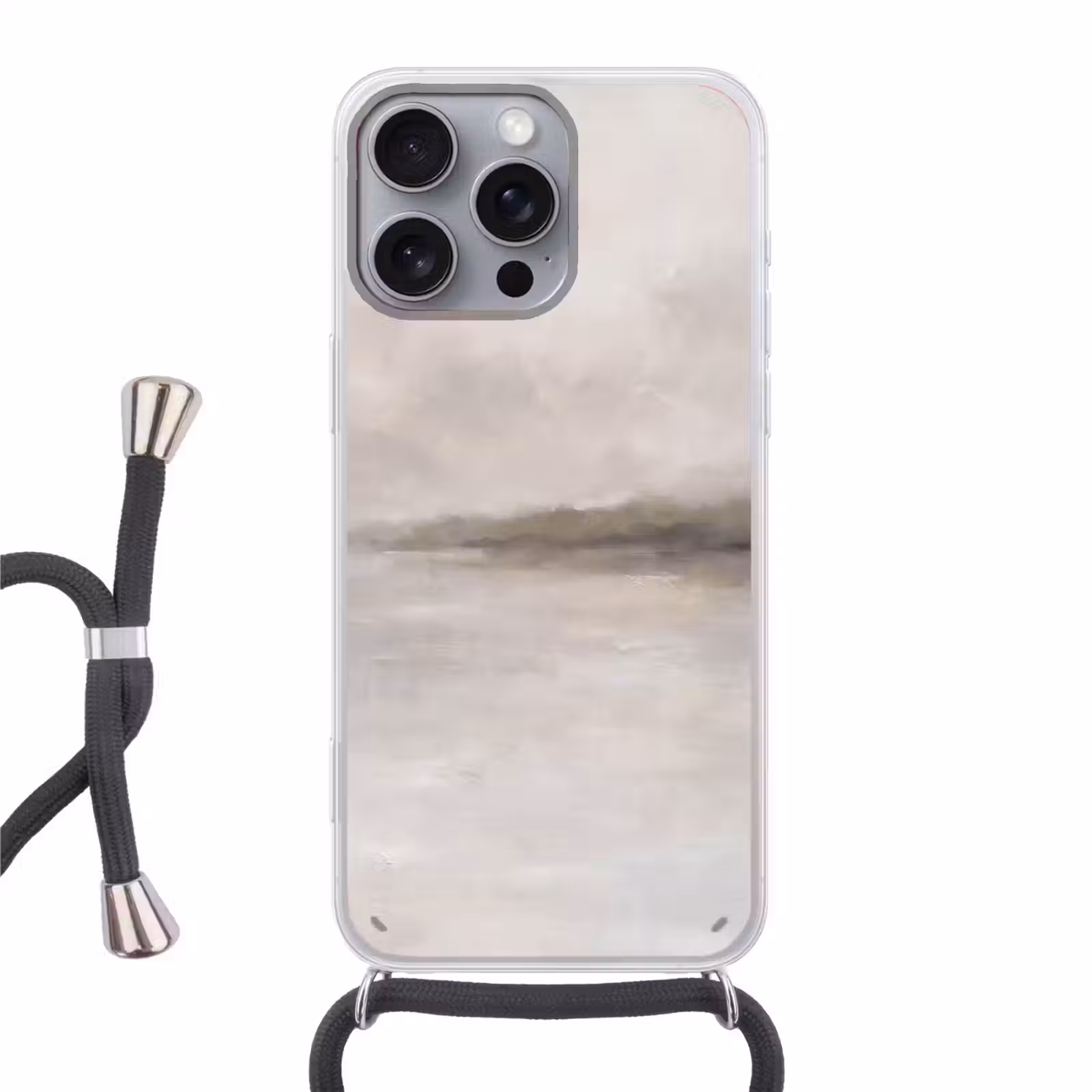 Telefoonhoesje met koord - Abstract - Landschap - Nevel - Modern - Grijs — 1