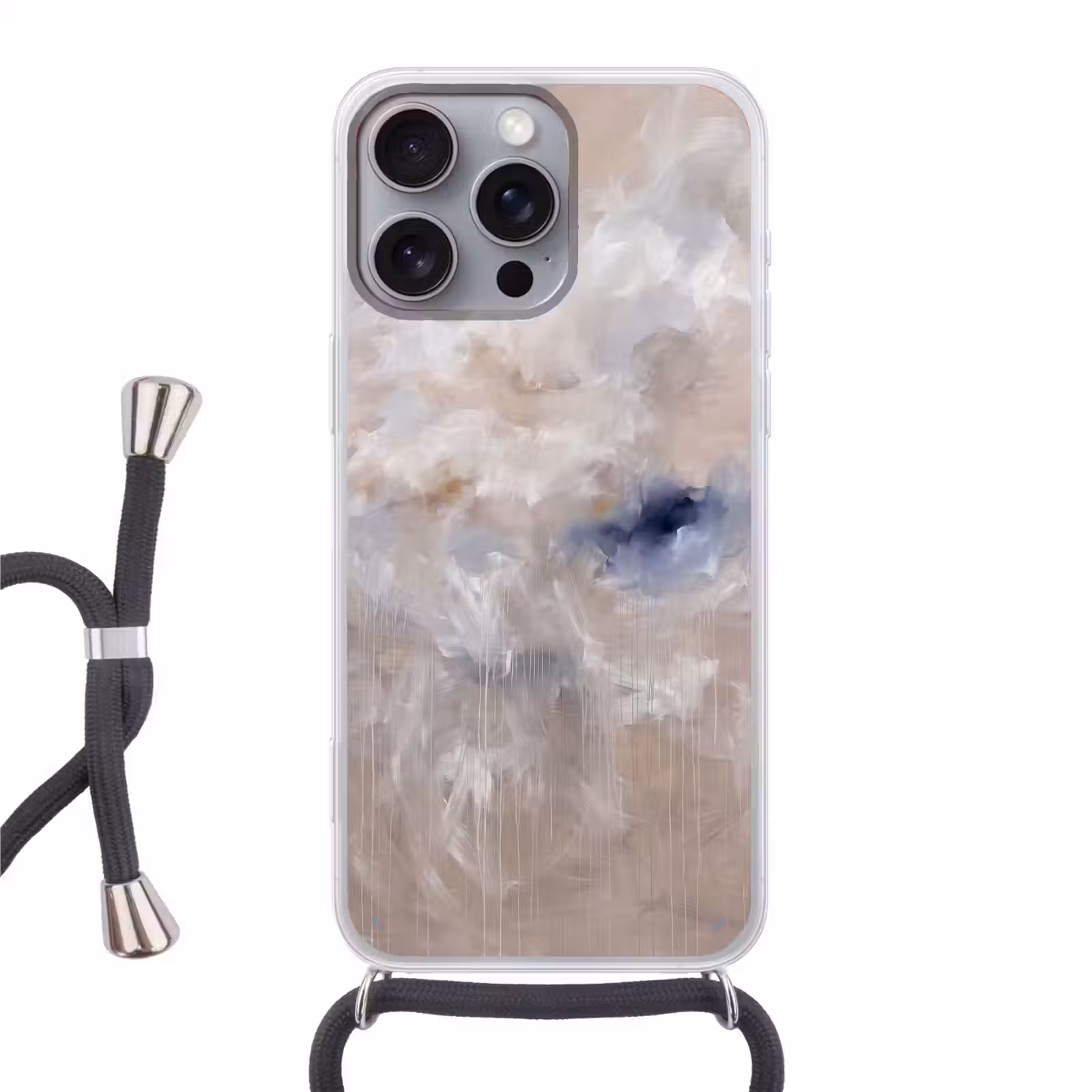 Telefoonhoesje met koord - Abstract - Wolken - Sfeer - Modern - Beige — 1