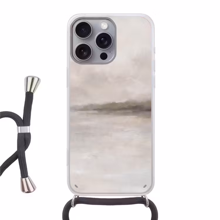 Telefoonhoesje met koord - Abstract - Landschap - Nevel - Modern - Grijs — 1
