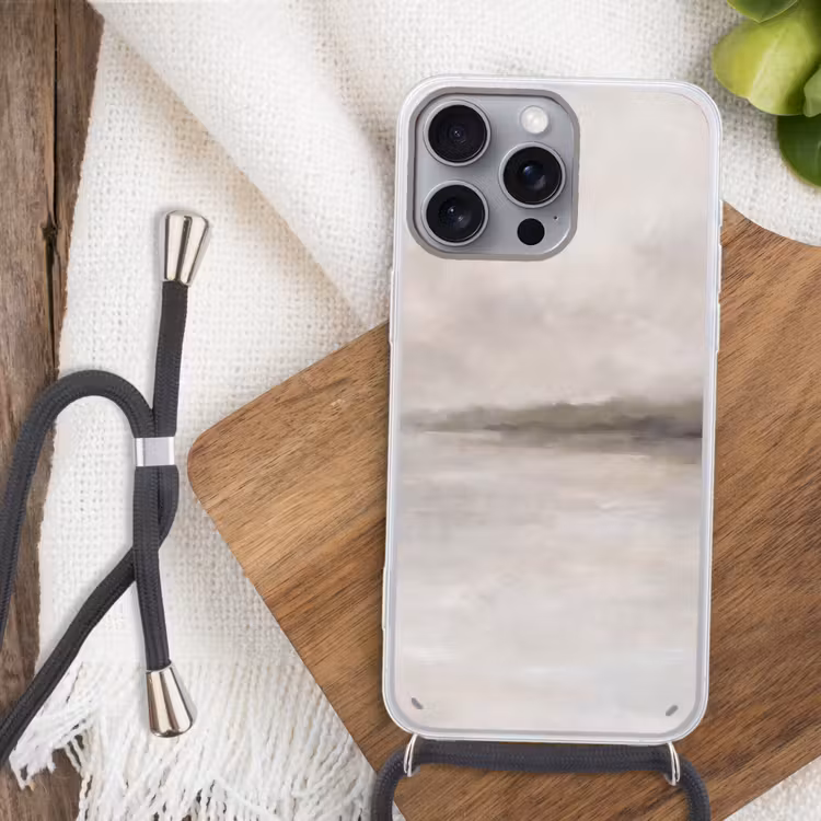 Telefoonhoesje met koord - Abstract - Landschap - Nevel - Modern - Grijs — 3