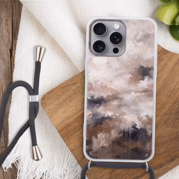 Telefoonhoesje met koord - Abstract - Textuur - Kunst - Modern - Beige — 3