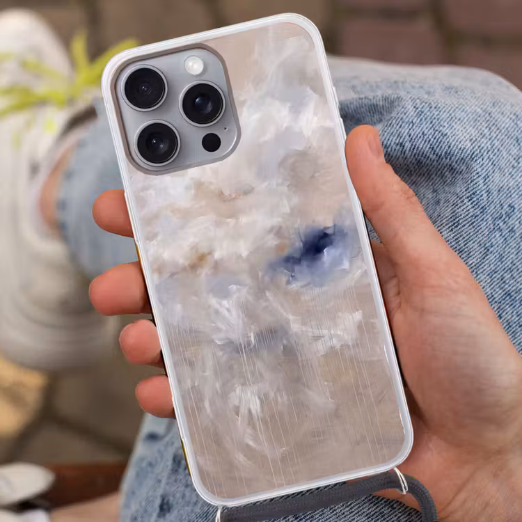Telefoonhoesje met koord - Abstract - Wolken - Sfeer - Modern - Beige — 2