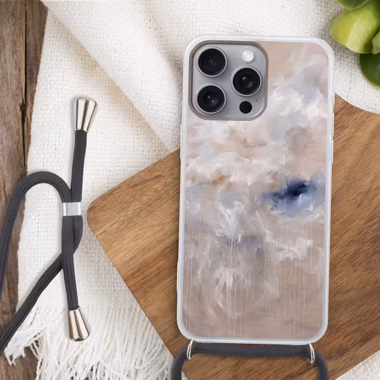 Telefoonhoesje met koord - Abstract - Wolken - Sfeer - Modern - Beige — 3