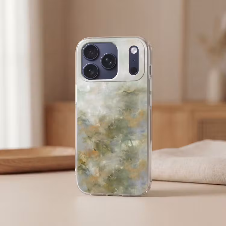 Telefoonhoesje Softcase - Abstract - Groen - Beige - Modern - Kunst — 3