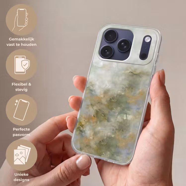 Telefoonhoesje Softcase - Abstract - Groen - Beige - Modern - Kunst — 4