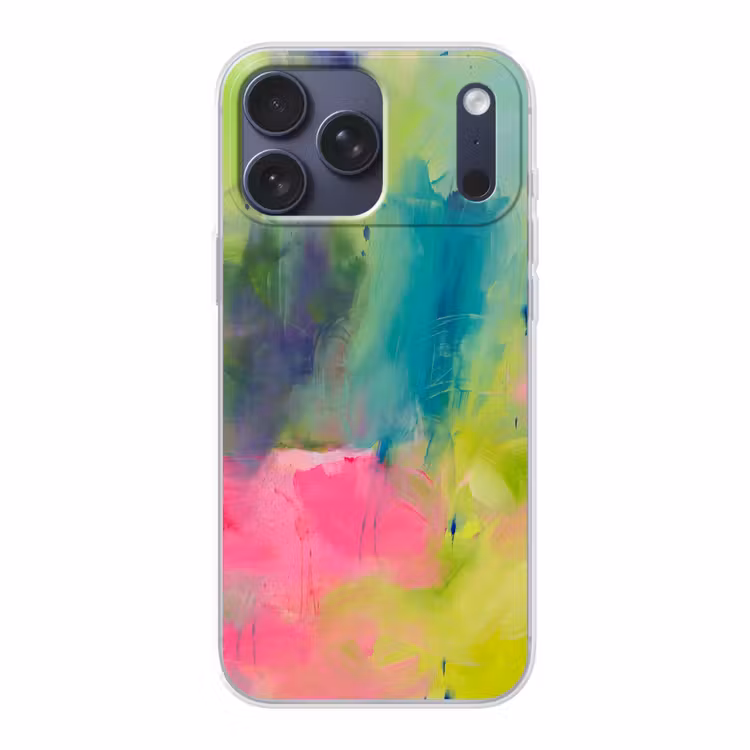 Telefoonhoesje Softcase - Abstract - Kleuren - Modern - Groen - Roze — 1