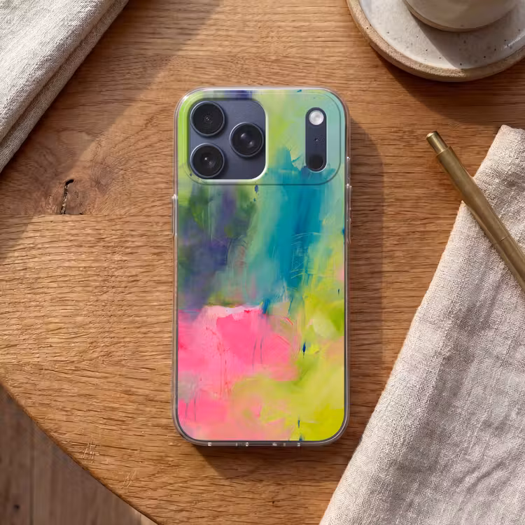 Telefoonhoesje Softcase - Abstract - Kleuren - Modern - Groen - Roze — 2