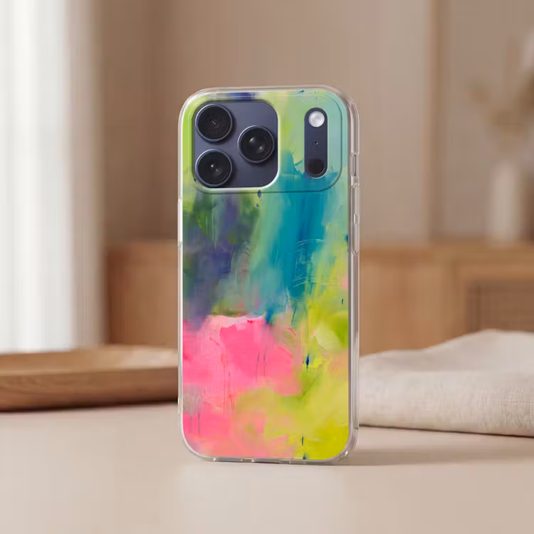 Telefoonhoesje Softcase - Abstract - Kleuren - Modern - Groen - Roze — 3