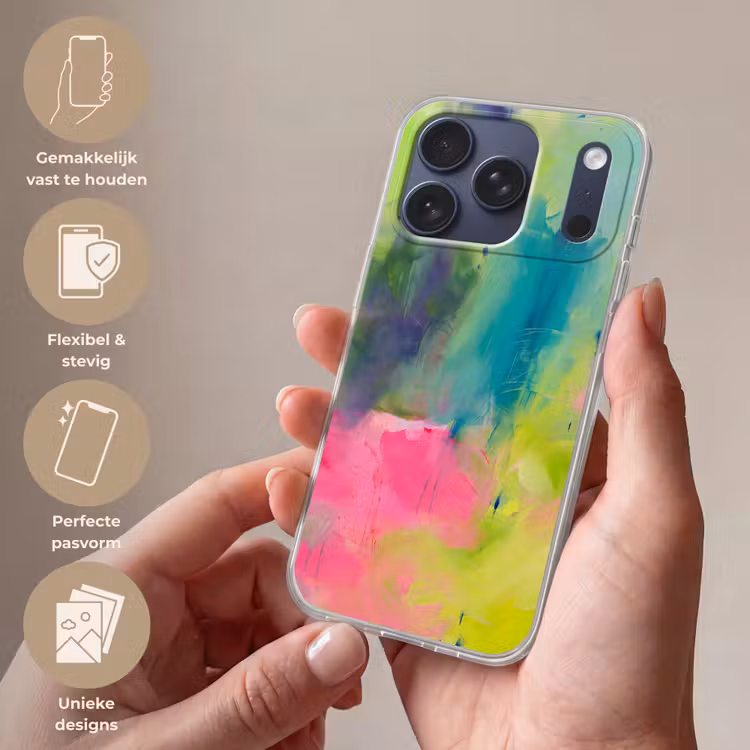Telefoonhoesje Softcase - Abstract - Kleuren - Modern - Groen - Roze — 4