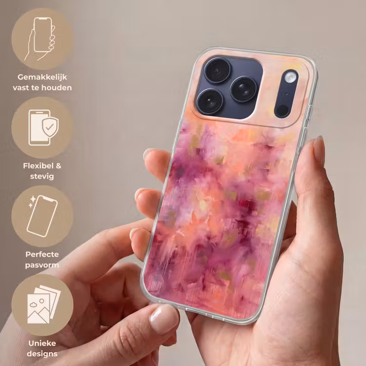 Telefoonhoesje Softcase - Abstract - Kleuren - Modern - Roze - Paars — 4