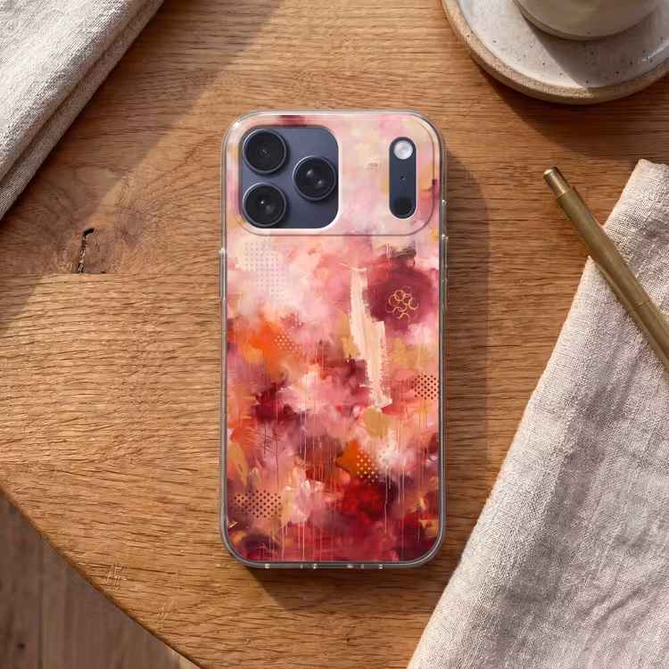Telefoonhoesje Softcase - Abstract - Rood - Goud - Modern - Kunst — 2