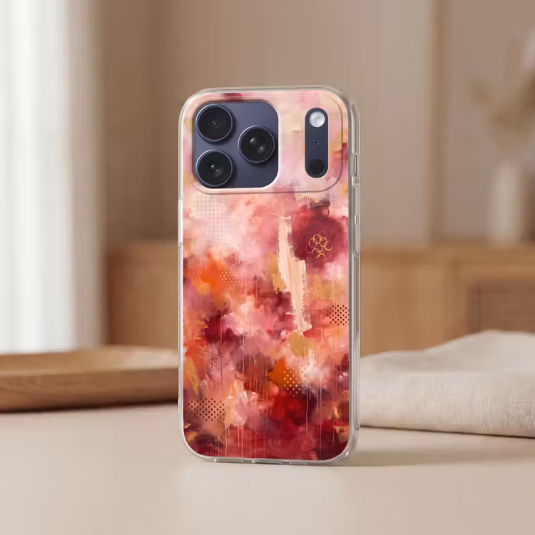 Telefoonhoesje Softcase - Abstract - Rood - Goud - Modern - Kunst — 3