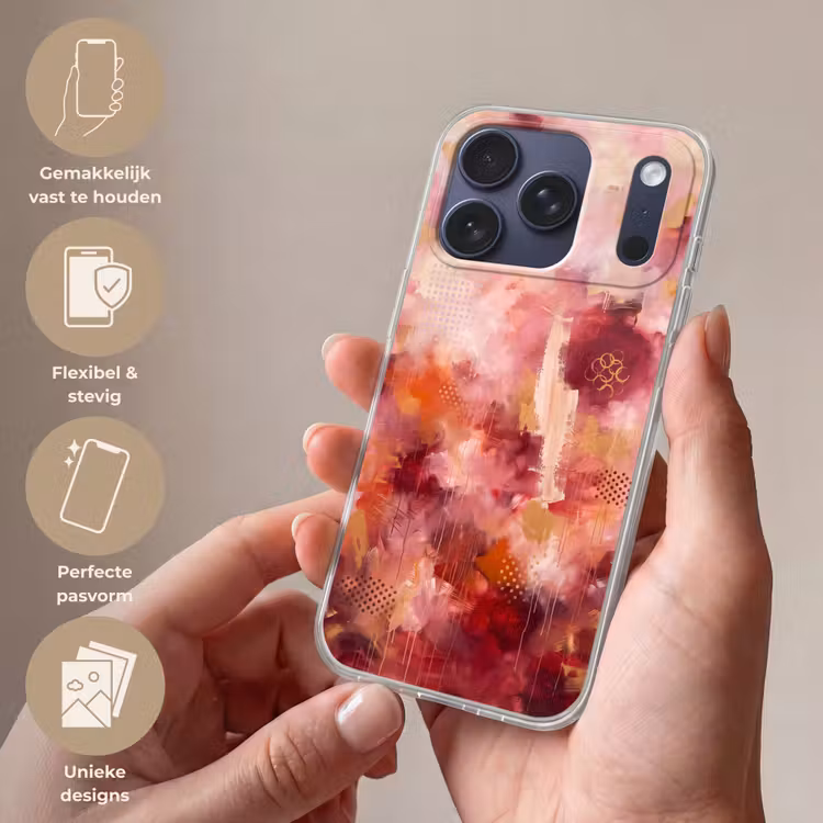 Telefoonhoesje Softcase - Abstract - Rood - Goud - Modern - Kunst — 4