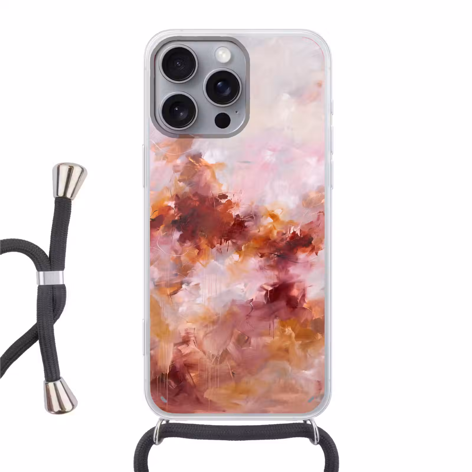 Telefoonhoesje met koord - Abstract - Kleurrijk - Kunst - Modern - Roze-Rood — 1