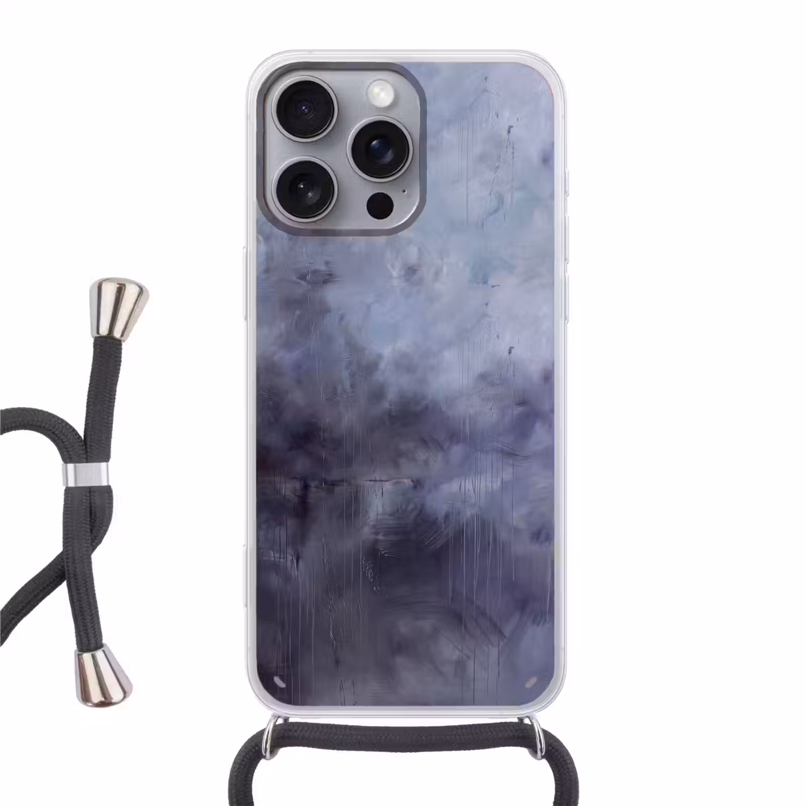 Telefoonhoesje met koord - Abstract - Kwaststreken - Modern - Kunst - Grijs — 1