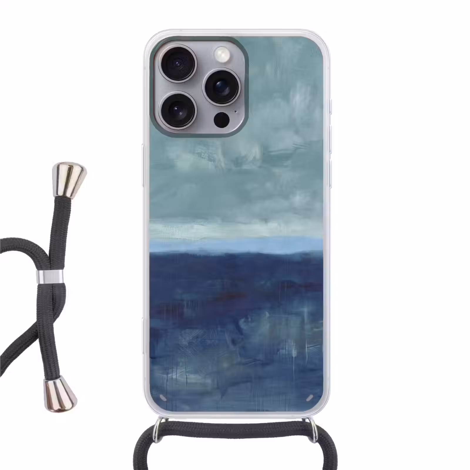 Telefoonhoesje met koord - Abstract - Lagen - Rust - Modern - Blauw — 1