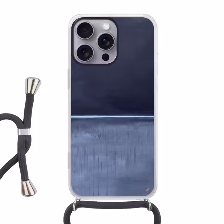 Telefoonhoesje met koord - Abstract - Horizontale lijn - Minimalistisch - Donkerblauw - Kunst — 1