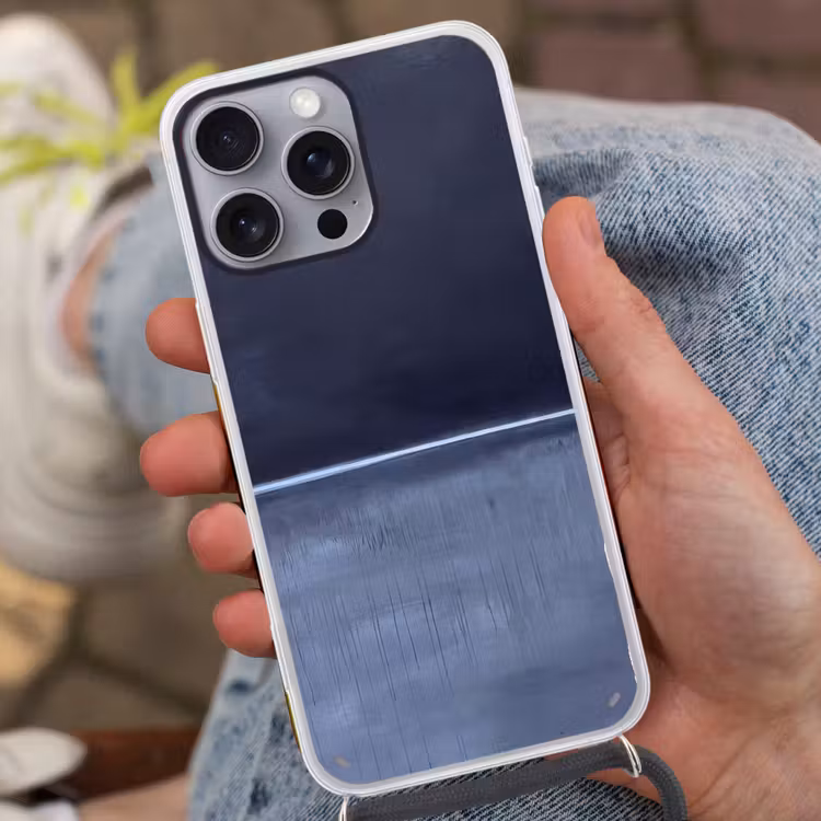 Telefoonhoesje met koord - Abstract - Horizontale lijn - Minimalistisch - Donkerblauw - Kunst — 2