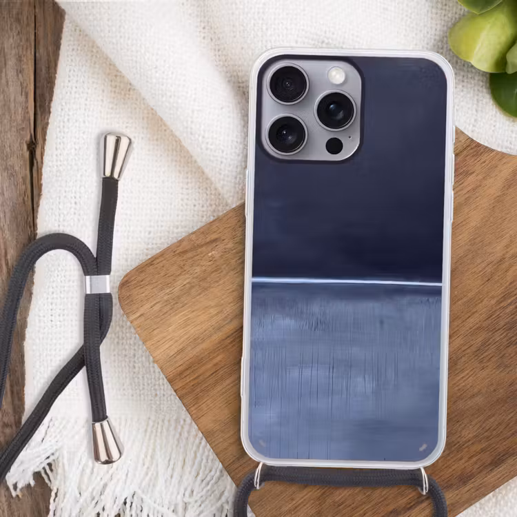 Telefoonhoesje met koord - Abstract - Horizontale lijn - Minimalistisch - Donkerblauw - Kunst — 3