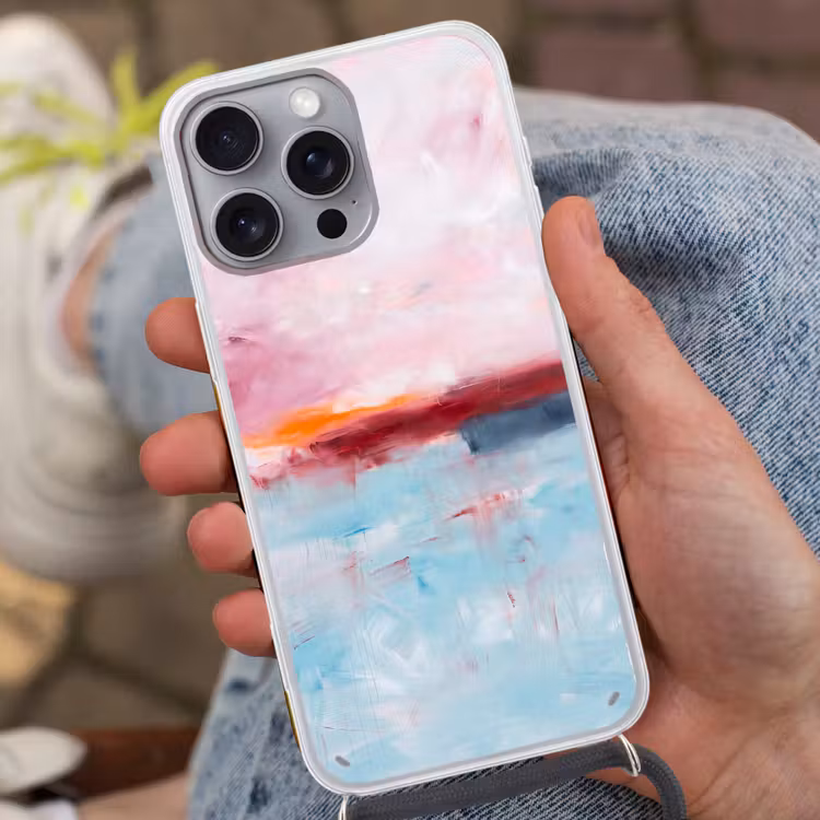 Telefoonhoesje met koord - Abstract - Kleuren - Modern - Kunst - Roze — 2