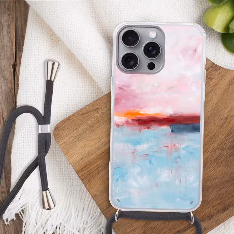 Telefoonhoesje met koord - Abstract - Kleuren - Modern - Kunst - Roze — 3