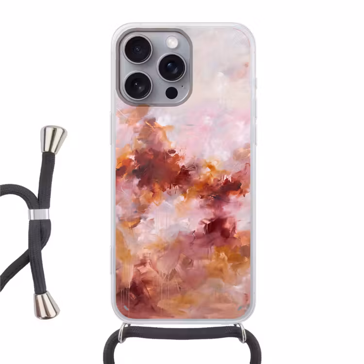 Telefoonhoesje met koord - Abstract - Kleurrijk - Kunst - Modern - Roze-Rood — 1