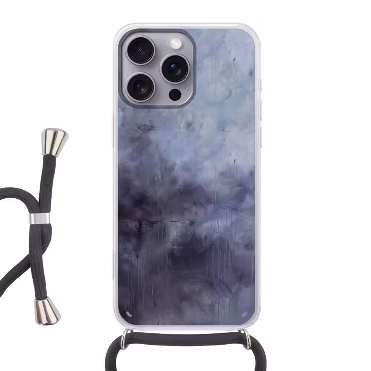 Telefoonhoesje met koord - Abstract - Kwaststreken - Modern - Kunst - Grijs — 1