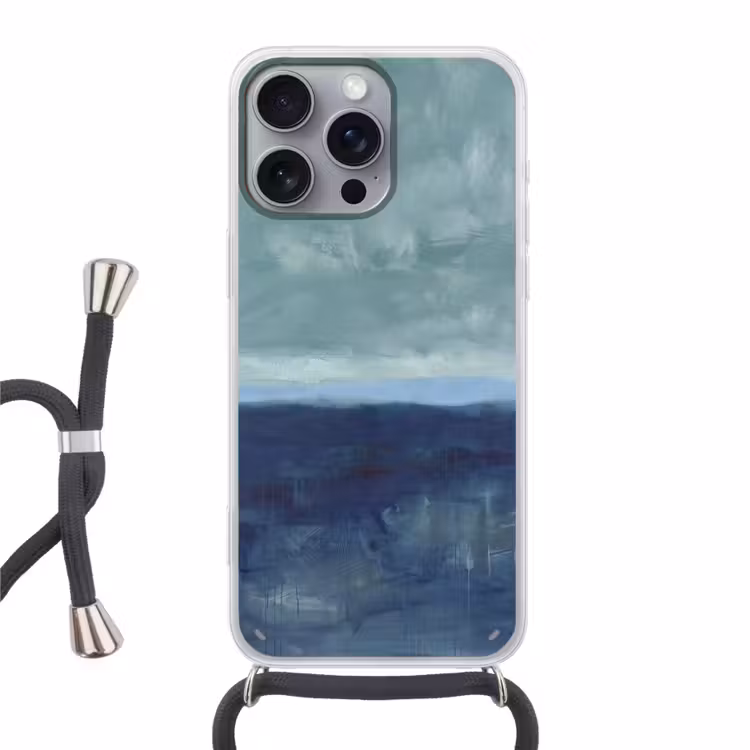 Telefoonhoesje met koord - Abstract - Lagen - Rust - Modern - Blauw — 1