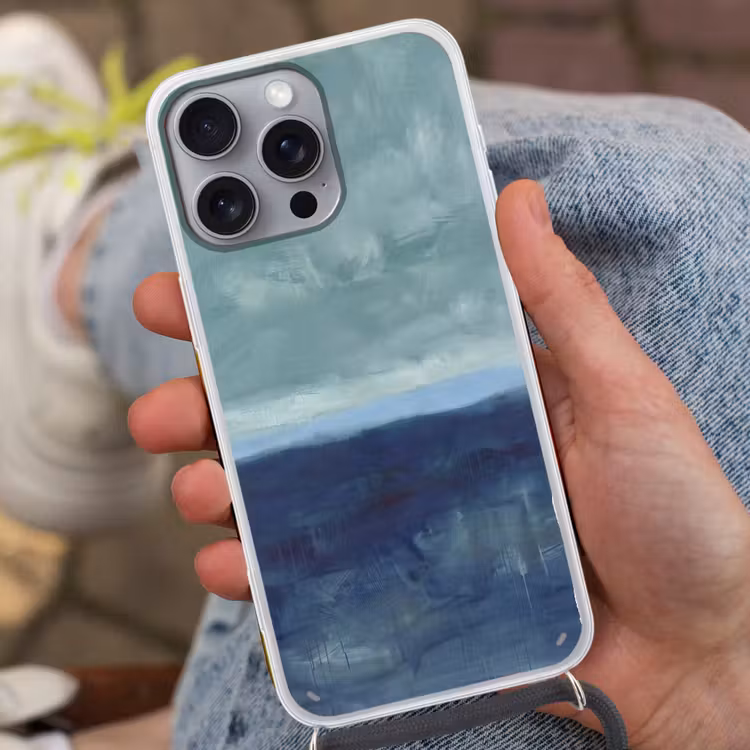Telefoonhoesje met koord - Abstract - Lagen - Rust - Modern - Blauw — 2