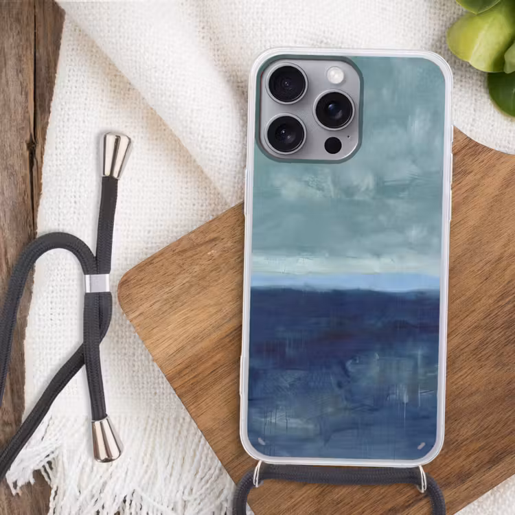 Telefoonhoesje met koord - Abstract - Lagen - Rust - Modern - Blauw — 3