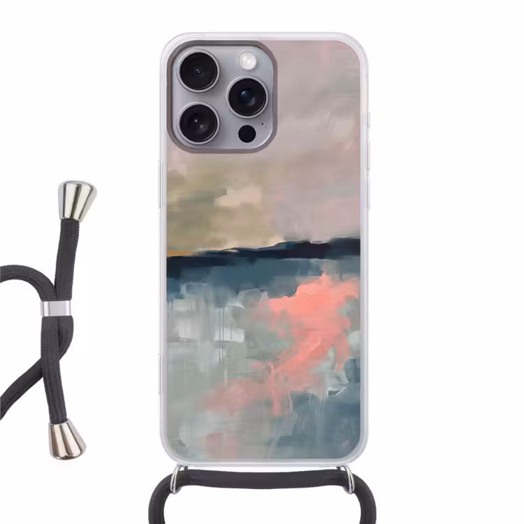 Telefoonhoesje met koord - Abstract - Landschap - Kunst - Modern - Groen - Blauw — 1
