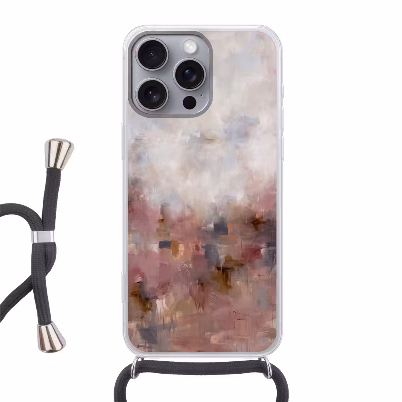 Telefoonhoesje met koord - Abstract - Vloeiend - Kunst - Modern - Beige — 1
