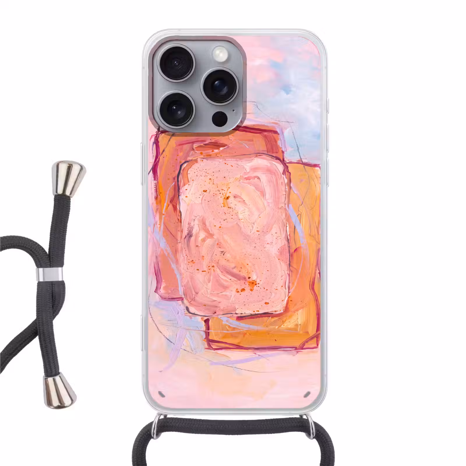 Telefoonhoesje met koord - Abstract - Vormen - Modern - Roze — 1