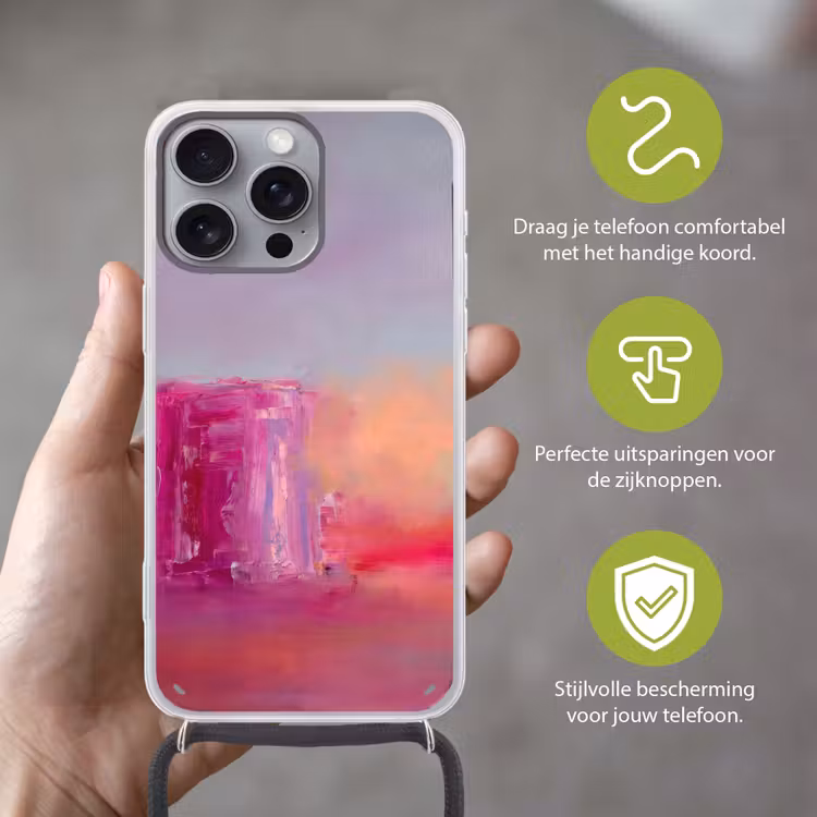 Telefoonhoesje met koord - Abstract - Kleuren - Modern - Roze — 4