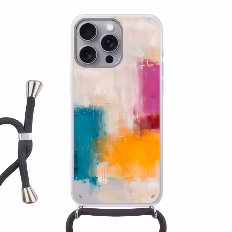 Telefoonhoesje met koord - Abstract - Kleurrijk - Modern - Kunst - Oranje — 1