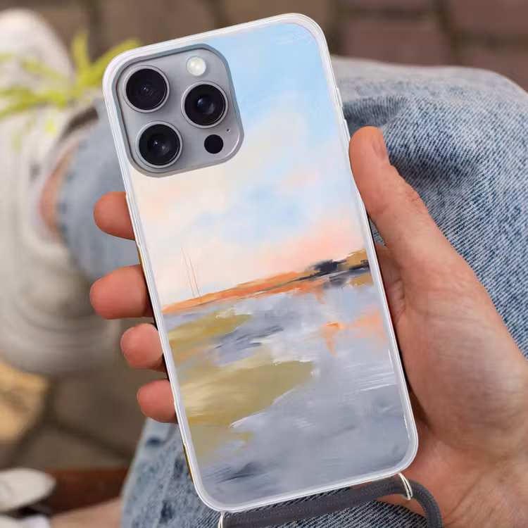 Telefoonhoesje met koord - Abstract - Landschap - Horizon - Modern - Kleurrijk — 2