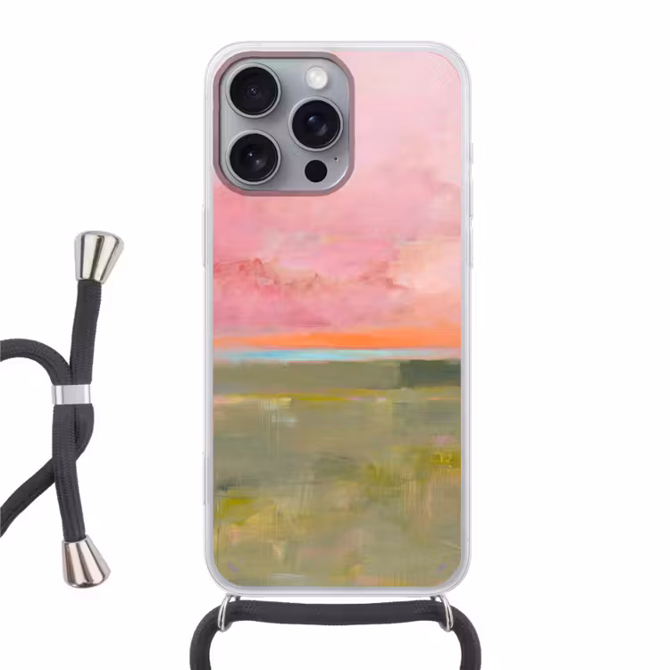 Telefoonhoesje met koord - Abstract - Landschap - Modern - Roze - Oranje — 1