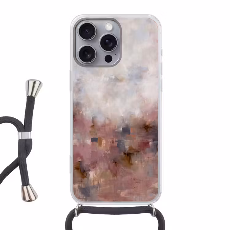 Telefoonhoesje met koord - Abstract - Vloeiend - Kunst - Modern - Beige — 1