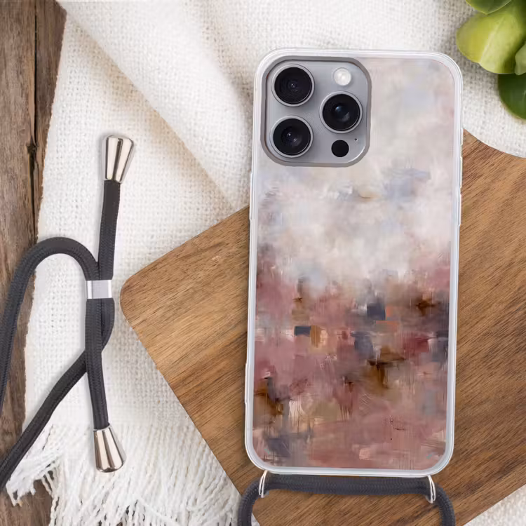 Telefoonhoesje met koord - Abstract - Vloeiend - Kunst - Modern - Beige — 3