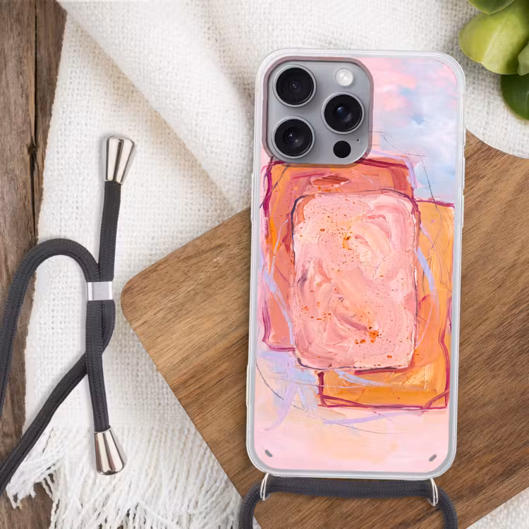 Telefoonhoesje met koord - Abstract - Vormen - Modern - Roze — 3