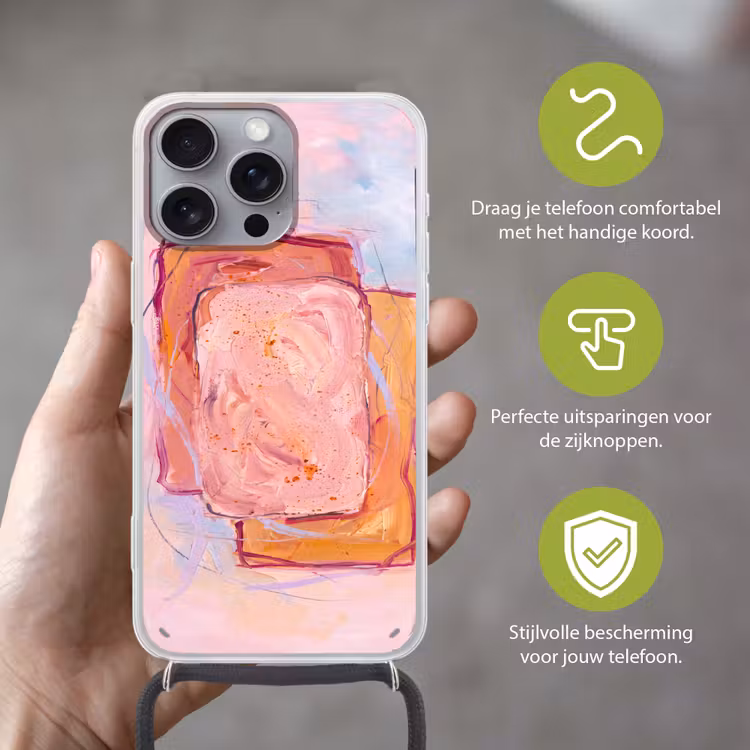 Telefoonhoesje met koord - Abstract - Vormen - Modern - Roze — 4