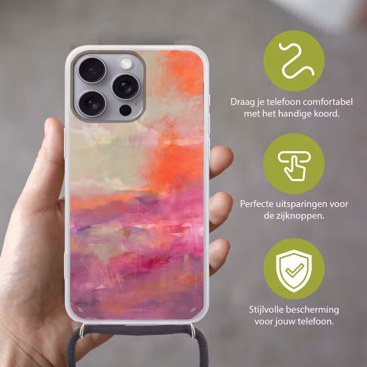 Telefoonhoesje met koord - Kunst - Vloeiend - Overgangen - Oranje — 4
