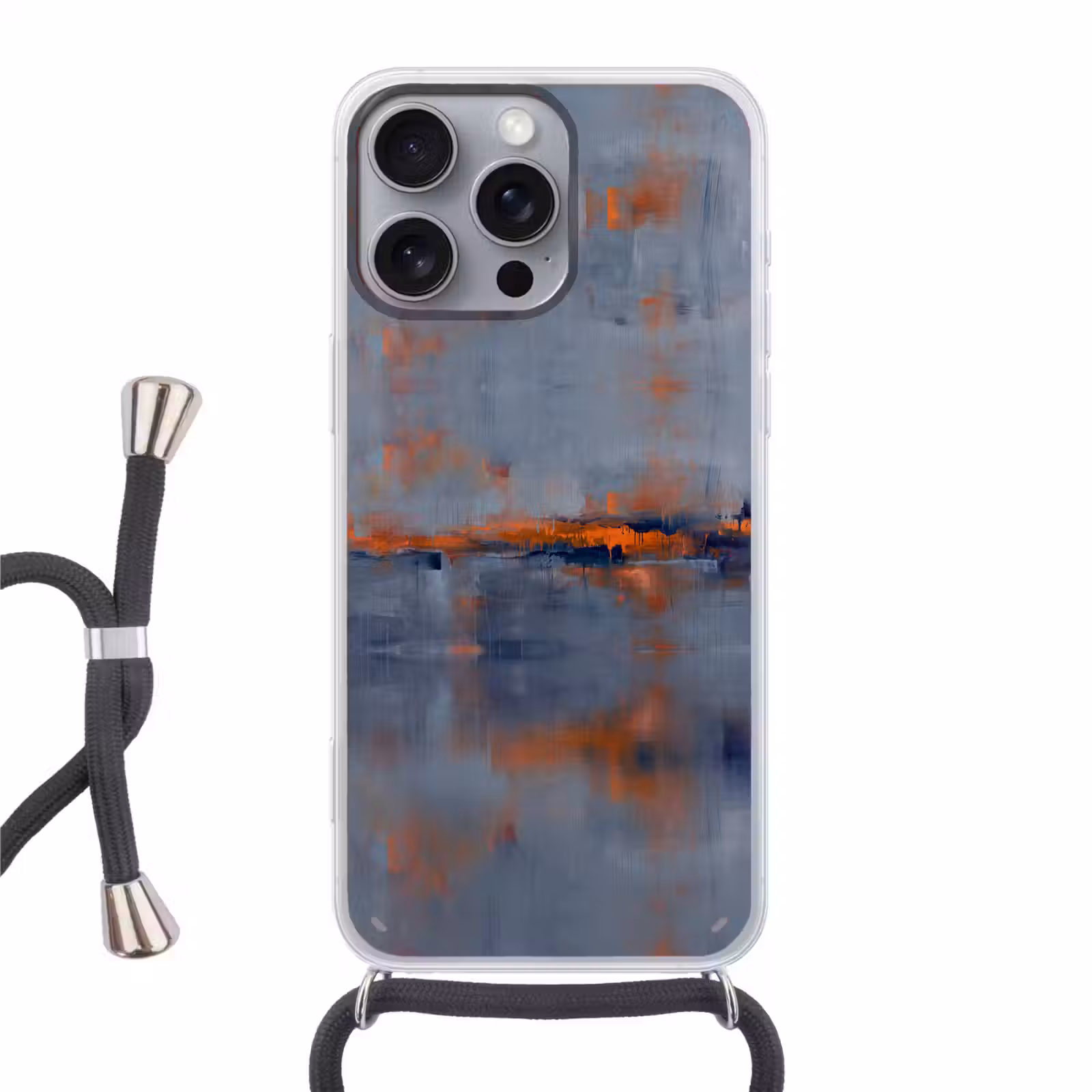 Telefoonhoesje met koord - Abstract - Kleuren - Modern - Oranje - Grijs — 1