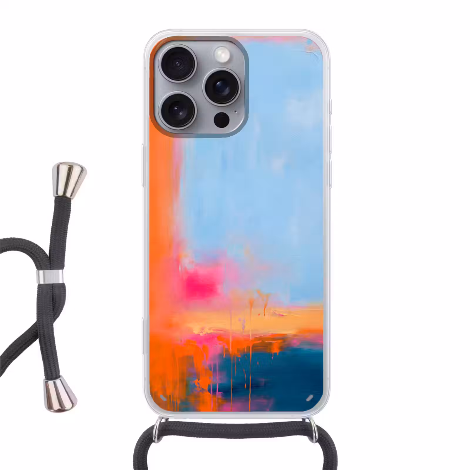 Telefoonhoesje met koord - Abstract - Kleurvlakken - Modern - Oranje - Blauw — 1