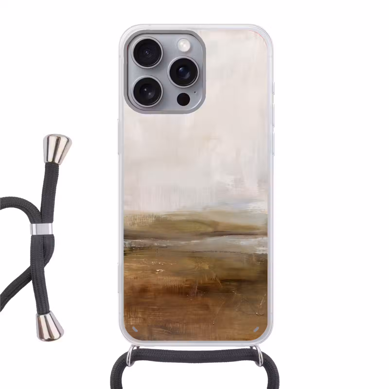 Telefoonhoesje met koord - Abstract - Landschap - Natuur - Beige - Bruin — 1