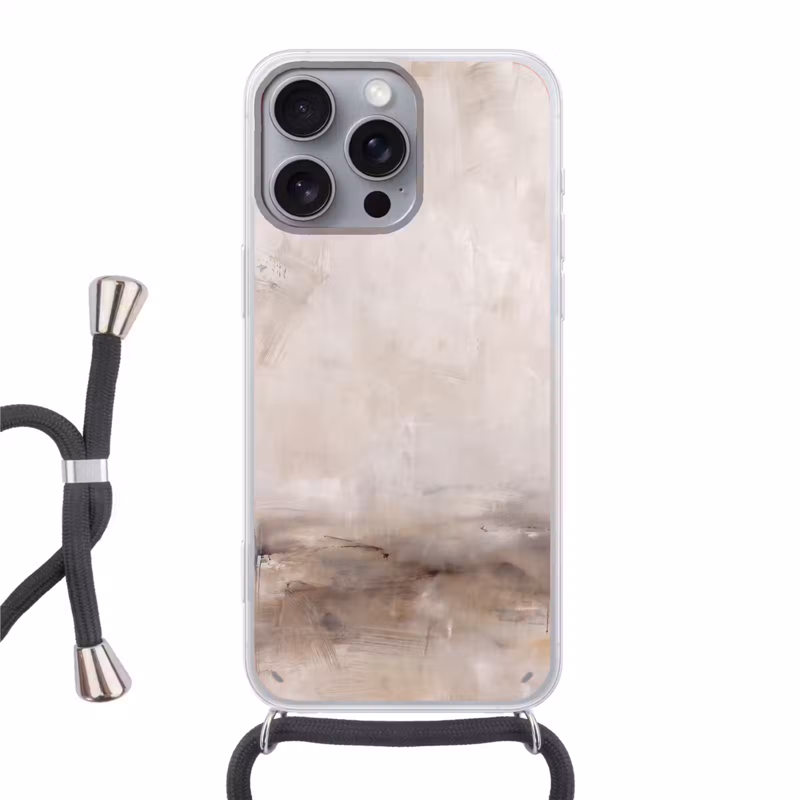 Telefoonhoesje met koord - Abstrakt - Landschap - Modern - Beige - Kunst — 1